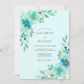 Aqua Ethereal Spring Wedding Kaart (Voorkant)
