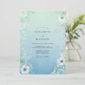 Aqua Ethische Botanische Bruiloft Kaart (Staand voorkant)