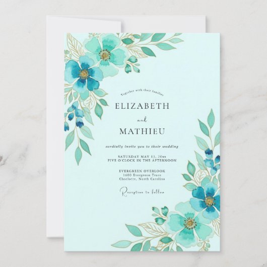 Aqua Ethische Lente Bruiloft Kaart (Voorkant)