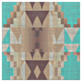 Aqua Ethnic Native American Indian Tribal Pattern Stof (Close Up)
