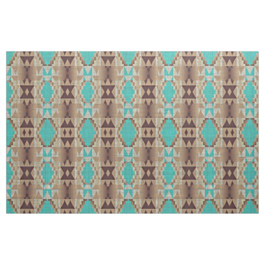 Aqua Ethnic Native American Indian Tribal Pattern Stof (Fat Quarter)