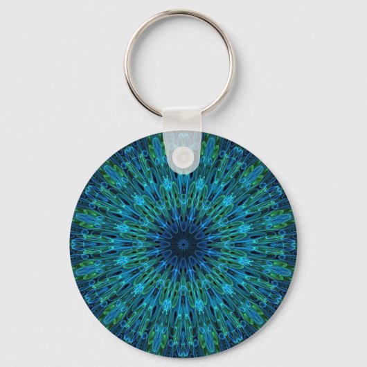 Aqua Explosion Kaleidoscoop Sleutelhanger (Voorkant)