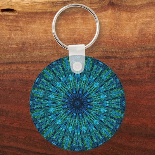 Aqua Explosion Kaleidoscoop Sleutelhanger (Voorkant)
