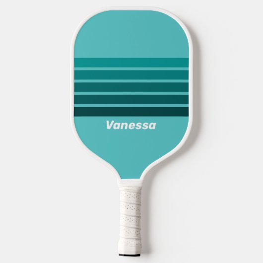 Aqua Fade Across Striping with Name Pickleball Paddle (Achterkant)