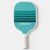 Aqua Fade Across Striping with Name Pickleball Paddle (Voorkant)