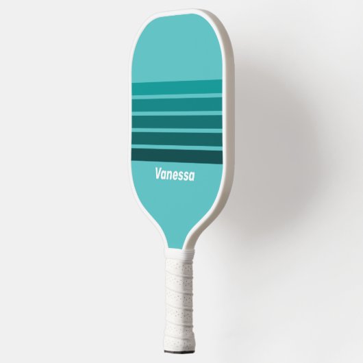 Aqua Fade Across Striping with Name Pickleball Paddle (Links)