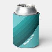 Aqua Fade Strepen met Naam Blikjeskoeler (Blikje Voorkant)