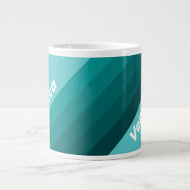 Aqua Fade Strepen met Naam Grote Koffiekop