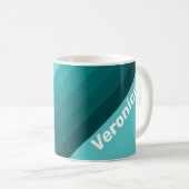 Aqua Fade Strepen met Naam Koffiemok (Voorkant rechts)