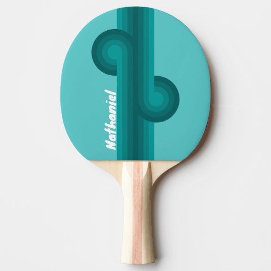 Aqua Fade Stripe Loop met naam Tafeltennisbatje (Voorkant)