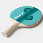 Aqua Fade Stripe Loop met naam Tafeltennisbatje (Voorkant Gekanteld)