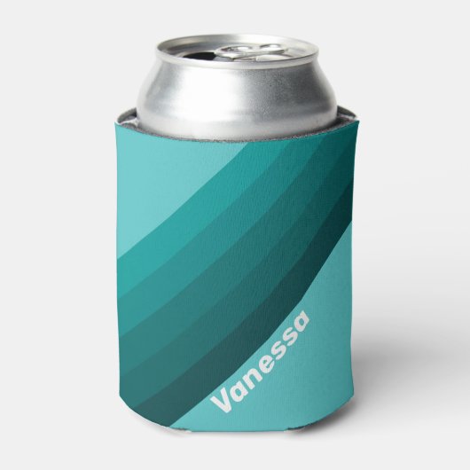 Aqua Fade Stripes with Name Blikjeskoeler (Blikje Voorkant)