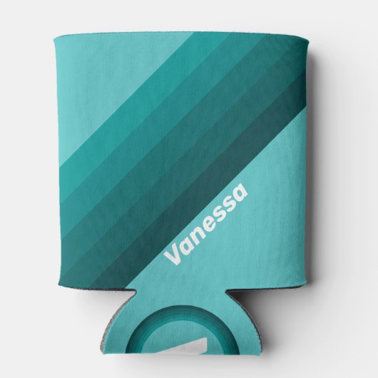 Aqua Fade Stripes with Name Blikjeskoeler (Achterkant)