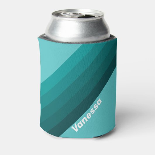 Aqua Fade Stripes with Name Blikjeskoeler (Blikje Achterkant)