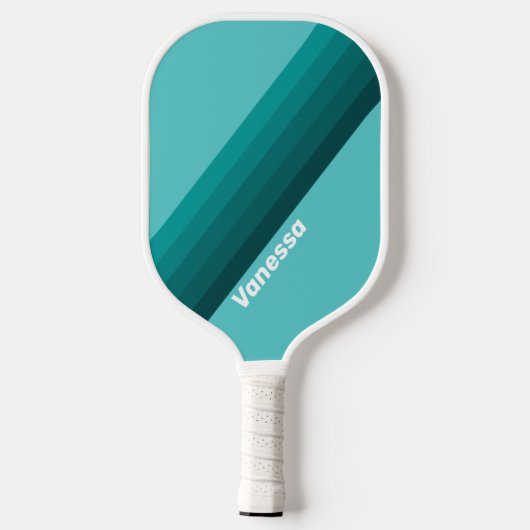 Aqua Fade Stripes with Name Pickleball Paddle (Achterkant)