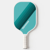 Aqua Fade Stripes with Name Pickleball Paddle (Voorkant)