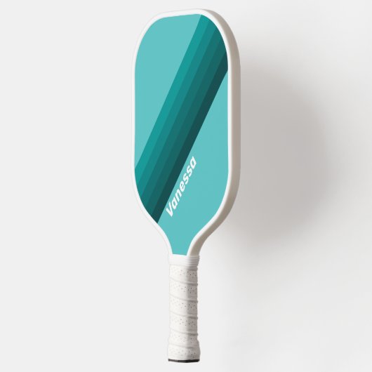 Aqua Fade Stripes with Name Pickleball Paddle (Links)