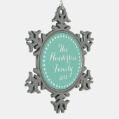 Aqua Family Monogram Keepsake Holiday Ornament (Links)