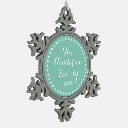 Aqua Family Monogram Keepsake Holiday Ornament (Links)