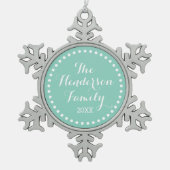 Aqua Family Monogram Keepsake Holiday Ornament (Voorkant)
