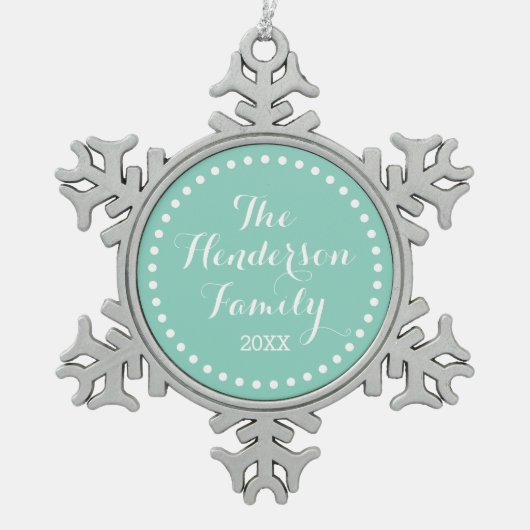 Aqua Family Monogram Keepsake Holiday Ornament (Voorkant)