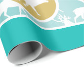 Aqua Family Photo Reindeer Kerstmis Merry Bright Cadeaupapier (Rol Hoek)