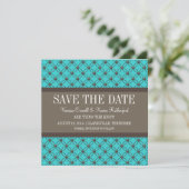 Aqua Fancy Lattice Save the Date Invite (Staand voorkant)