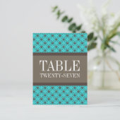 Aqua Fancy Lattice Table Number Briefkaart (Staand voorkant)