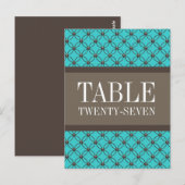 Aqua Fancy Lattice Table Number Briefkaart (Voorkant / Achterkant)