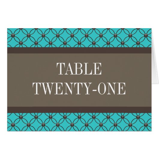 Aqua Fancy Lattice Table Number Kaart (Voorkant Horizontaal)