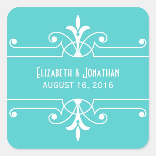 Aqua Fancy sierweddenschappen Vierkante Sticker (Voorkant)
