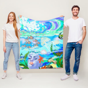 Aqua Fantasy Fleece Blanket Deken