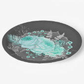  Aqua Fantasy Floral Papieren Bordje (Gekanteld)