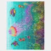 Aqua Fantasy Scene met Jellyfish Fleece Blanket Deken (Voorkant)