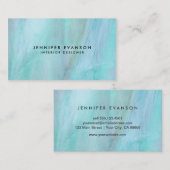 Aqua Faux Glas in lood Waterverf Patroon Visitekaartje (Voorkant / Achterkant)