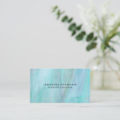 Aqua Faux Glas in lood Waterverf Patroon Visitekaartje (Staand voorkant)
