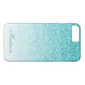 Aqua Faux Glitter Case-Mate iPhone Case (Achterkant (Horizontaal))