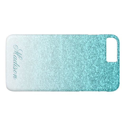 Aqua Faux Glitter Case-Mate iPhone Case (Achterkant (Horizontaal))