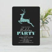 Aqua Faux Glitter Deer Holiday Partij Kaart (Staand voorkant)