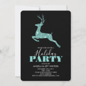 Aqua Faux Glitter Deer Holiday Partij Kaart (Voorkant)