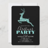 Aqua Faux Glitter Deer Kerstparty Kaart (Voorkant)