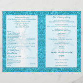 Aqua FAUX Glitter Snowflakes Wedding Programme (Achterkant)