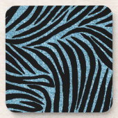 Aqua Faux Glitter Zebra Print Bier Onderzetter (Voorkant)