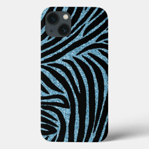 Aqua Faux Glitter Zebra Print Case-Mate iPhone Case