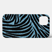 Aqua Faux Glitter Zebra Print Case-Mate iPhone Case (Achterkant (horizontaal))