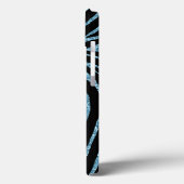 Aqua Faux Glitter Zebra Print Case-Mate iPhone Case (Achterkant / Links)