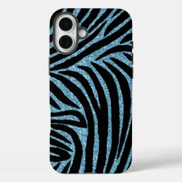 Aqua Faux Glitter Zebra Print Case-Mate iPhone Case