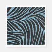Aqua Faux Glitter Zebra Print Servet (Voorkant)