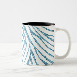 Aqua Faux Glitter Zebra Print Tweekleurige Koffiemok