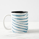Aqua Faux Glitter Zebra Print Tweekleurige Koffiemok (Links)